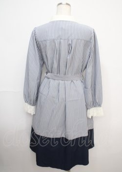 画像2: axes femme / 襟付バイカラーワンピース M 紺 Y-25-03-07-072-AX-OP-SZ-ZS