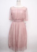 axes femme / ストライプチュールドレス M 淡ピンク Y-25-03-07-082-AX-OP-SZ-ZS