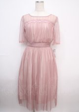 axes femme / ストライプチュールドレス M 淡ピンク Y-25-03-07-082-AX-OP-SZ-ZS