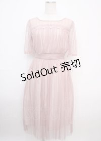 axes femme / ストライプチュールドレス M 淡ピンク Y-25-03-07-082-AX-OP-SZ-ZI