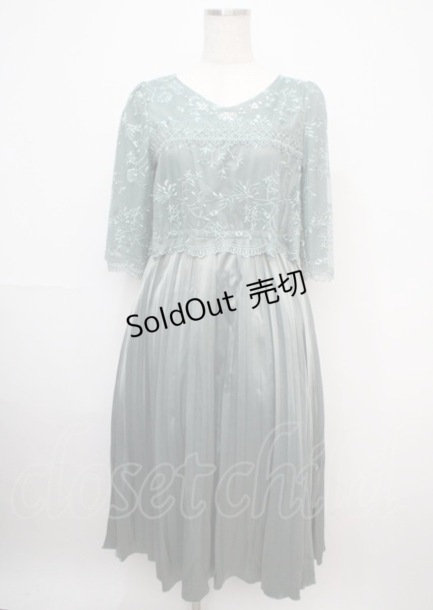 画像1: 【SALE】axes femme / チュール刺繍×プリーツドレス F グリーン Y-25-03-07-083-AX-OP-SZ-ZT509 (1)