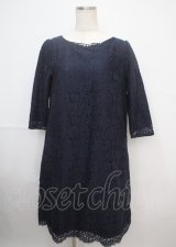 axes femme / ハートネックレースサックワンピース F 紺 Y-25-03-07-087-AX-OP-SZ-ZI