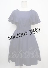 axes femme / 袖付バックプリーツドレス M 紺 Y-25-03-07-089-AX-OP-SZ-ZY