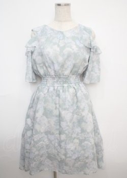 画像1: axes femme / 肩あきボタニカルフラワーワンピース M ライトグリーン Y-25-03-07-097-AX-OP-SZ-ZS