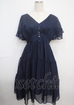 画像1: axes femme / ティアードワンピース M 紺 Y-25-03-07-099-AX-OP-SZ-ZI