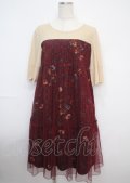 axes femme / チュール重ね花柄ワンピース M ワイン Y-25-03-07-100-AX-OP-SZ-ZI