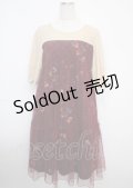 axes femme / チュール重ね花柄ワンピース M ワイン Y-25-03-07-100-AX-OP-SZ-ZI