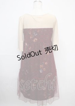 画像2: axes femme / チュール重ね花柄ワンピース M ワイン Y-25-03-07-100-AX-OP-SZ-ZI