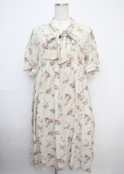 画像1: axes femme / ローズレース柄ボータイワンピース F 生成り Y-25-03-07-104-AX-OP-SZ-ZS