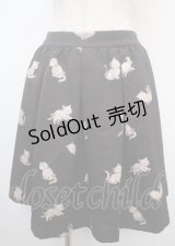franche lippee black / シルエットねこスカート M 黒 Y-25-03-07-139-LO-SK-SZ-ZY