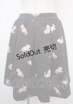画像1: franche lippee black / シルエットねこスカート M 黒 Y-25-03-07-139-LO-SK-SZ-ZY
