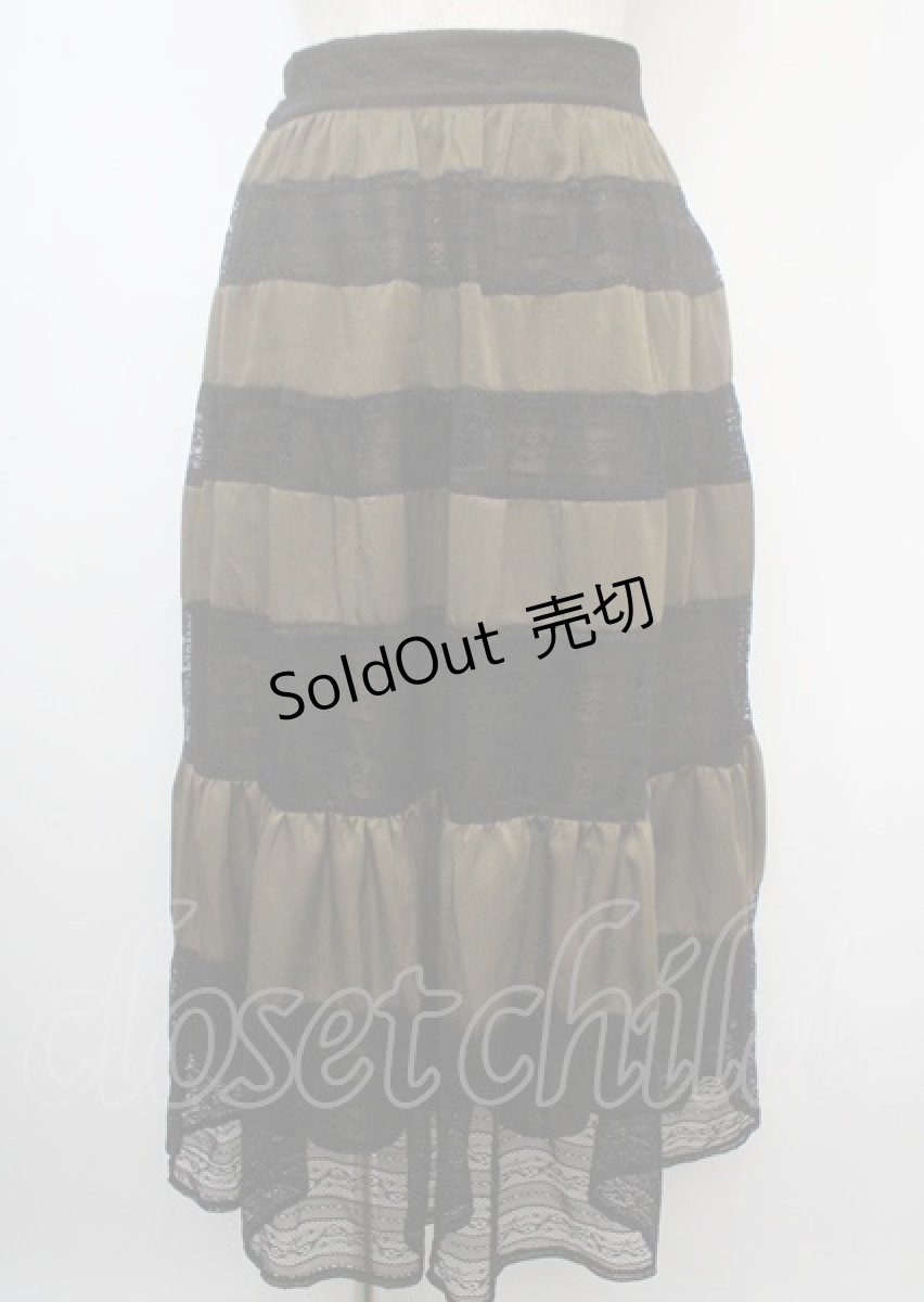 画像1: 【SALE】axes femme / レースティアードスカート F カーキ Y-25-03-07-146-AX-SK-SZ-ZT340 (1)