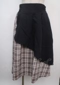 axes femme POETIQUE / アシメバイカラーチェックスカート M 紺 Y-25-03-07-176-AX-SK-SZ-ZT102