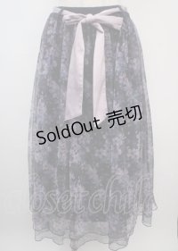 axes femme / 雪桜柄スカート  紺 Y-25-03-07-187-AX-SK-SZ-ZY