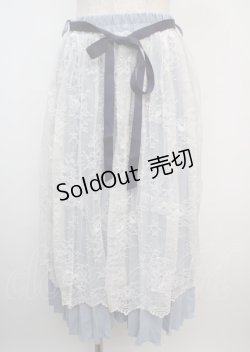 画像1: axes femme POETIQUE /レースレイヤードスカート M サックス×シロ Y-25-03-07-192-AX-SK-OW-ZY