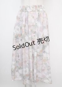 axes femme / ぼかし花柄ロングスカート M ラベンダー Y-25-03-07-197-AX-SK-SZ-ZY