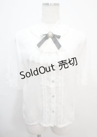 axes femme / カメオ×ジャボブローチ付ブラウス M 白 Y-25-03-07-004-AX-BL-SZ-ZY
