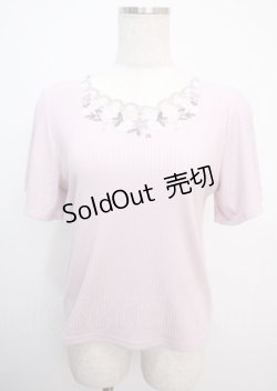 画像1: axes femme / 花刺繍スカラップレースプルオーバー M ピンク Y-25-03-07-029-AX-TO-SZ-ZY