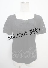 axes femme / レースドッキング半袖プルオーバー M 黒 Y-25-03-07-032-AX-TO-SZ-ZY