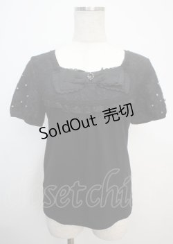 画像1: axes femme / レースドッキング半袖プルオーバー M 黒 Y-25-03-07-032-AX-TO-SZ-ZY