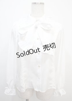 画像1: axes femme kawaii / リボンタイ付きフリルブラウス M 白 Y-25-03-07-005-AX-BL-SZ-ZY