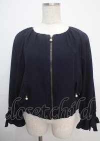 axes femme / ゆれパールギャザーブルゾン M 紺 Y-25-03-07-037-AX-JA-SZ-ZY
