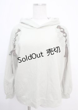 画像1: axes femme / ヨーク編み上げパーカープルオーバー M グリーン Y-25-03-07-039-AX-TO-SZ-ZY