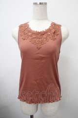 axes femme / 吸水速乾モチーフレースタンク F オレンジ Y-25-03-10-062-AX-TO-SZ-ZI