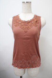 axes femme / 吸水速乾モチーフレースタンク F オレンジ Y-25-03-10-062-AX-TO-SZ-ZI