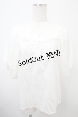 画像1: axes femme / Uネックボリューム袖Tシャツ F 白 Y-25-03-10-066-AX-TS-SZ-ZS