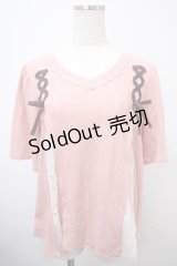 axes femme / レースアッププルオーバー M ピンク Y-25-03-10-071-AX-TO-SZ-ZS