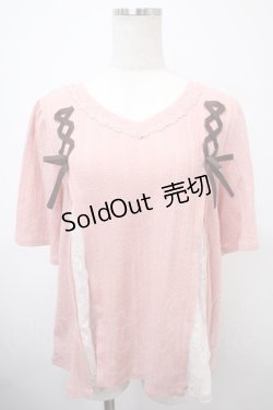 画像1: axes femme / レースアッププルオーバー M ピンク Y-25-03-10-071-AX-TO-SZ-ZS