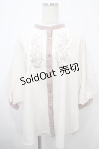 axes femme / 花刺繍ボリューム袖ブラウス M 生成り Y-25-03-10-080-AX-BL-SZ-ZS