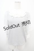 axes femme / レース×リボン袖プルオーバー M グレー Y-25-03-10-083-AX-TO-SZ-ZY