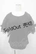 axes femme / 袖レースアップトップス M 黒 Y-25-03-10-086-AX-TO-SZ-ZY