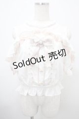 LIZ LISA / オープンショルダーフリルブラウス 0 白×ピンク Y-25-03-10-094-LO-BL-SZ-ZY