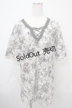 画像1: axes femme / レースアップチュニック M 黒 Y-25-03-10-098-AX-OP-SZ-ZS