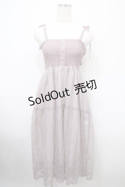 画像1: axes femme POETIQUE / シャーリングレースキャミワンピース M ピンク Y-25-03-10-099-AX-OP-SZ-ZS