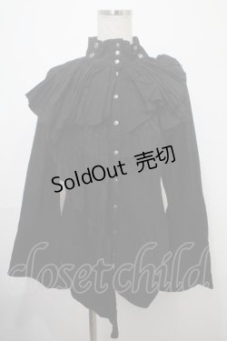 画像1: Ozz Croce / スタンドカラーランダムフリルブラウス  黒 Y-25-03-10-123-OO-BL-SZ-ZY