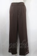 axes femme / 裾刺繍ストレートカットパンツ L 茶 Y-25-03-10-138-AX-PA-SZ-ZT322