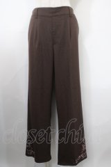 axes femme / 裾刺繍ストレートカットパンツ L 茶 Y-25-03-10-138-AX-PA-SZ-ZT322