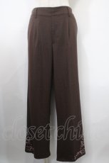 画像1: 【SALE】axes femme / 裾刺繍ストレートカットパンツ L 茶 Y-25-03-10-138-AX-PA-SZ-ZT322 (1)