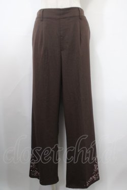 画像1: axes femme / 裾刺繍ストレートカットパンツ L 茶 Y-25-03-10-138-AX-PA-SZ-ZT322