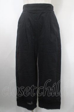 画像1: axes femme / レース切替麻調コットンパンツ L 黒 Y-25-03-10-139-AX-PA-SZ-ZY