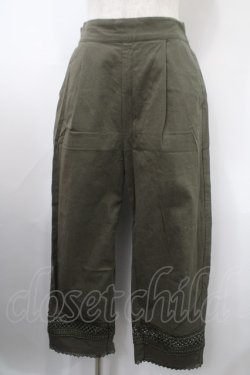 画像1: axes femme / レース切替麻調コットンパンツ F グリーン Y-25-03-10-140-AX-PA-SZ-ZT125