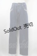 axes femme / 花×小鳥刺繍ストレートデニム L インディゴ Y-25-03-10-143-AX-PA-SZ-ZS