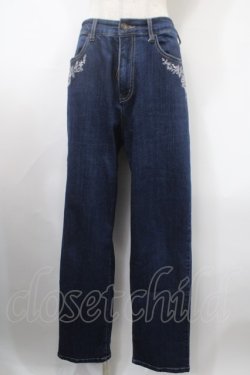 画像1: axes femme / 花×小鳥刺繍ストレートデニム L インディゴ Y-25-03-10-143-AX-PA-SZ-ZS