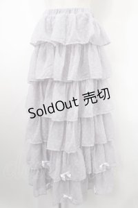 Ank Rouge / ドットドビーティアードロングスカート M ブルー Y-25-03-10-148-CA-SK-SZ-ZY