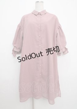 画像1: axes femme POETIQUE /ストライプ切替シャツワンピース M ピンク Y-25-03-11-063-AX-OP-SZ-ZS