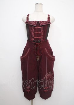 画像1: Ozz oneste / 鳳凰刺繍チャイナサロペット  ワイン Y-25-03-11-067-OO-PA-SZ-ZY